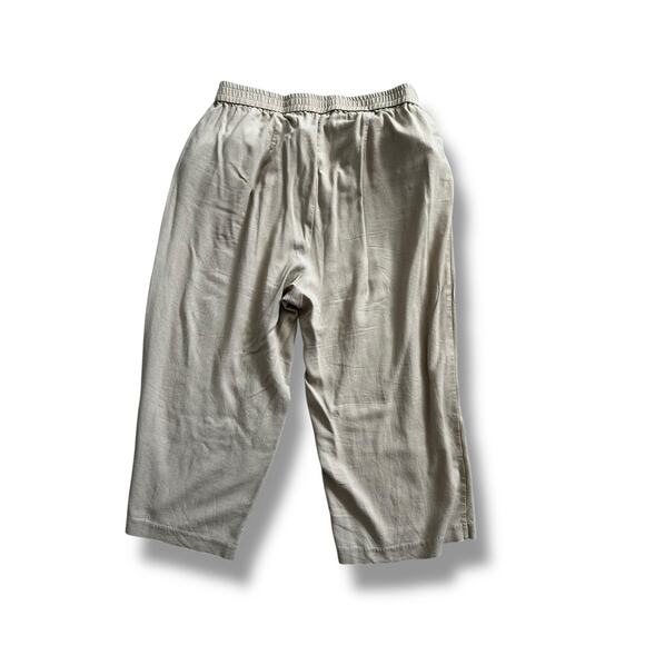 Eloquii Women's Plus Pull-on Elastic Waist Linen Blend Khaki Wide Leg Pants 16 - Picture 3 of 5